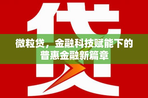 七里河微粒贷，金融科技赋能下的普惠金融新篇章