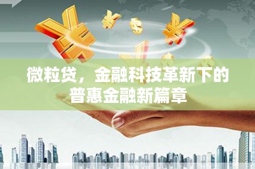 七里河微粒贷，金融科技革新下的普惠金融新篇章