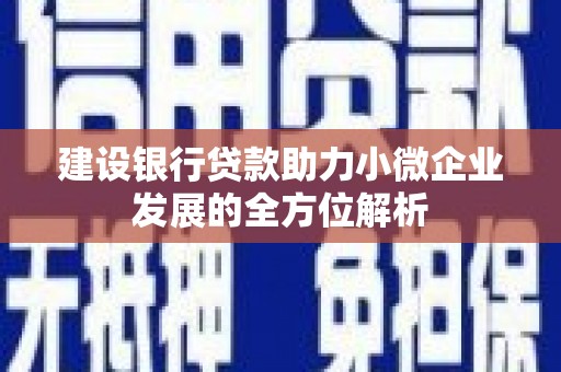 七里河建设银行贷款助力小微企业发展的全方位解析