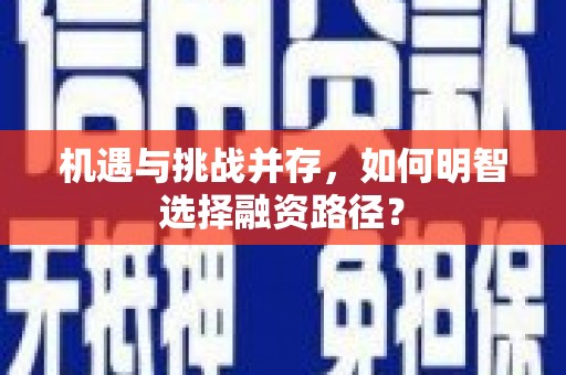 七里河机遇与挑战并存，如何明智选择融资路径？