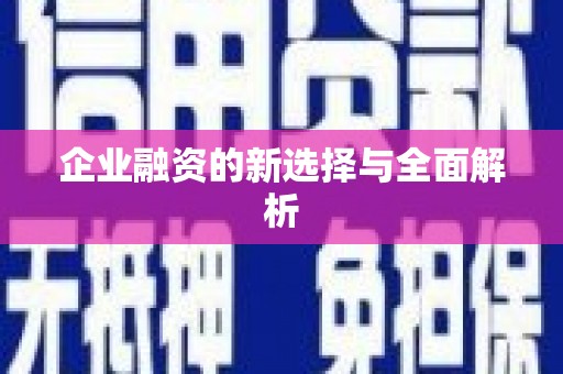 七里河企业融资的新选择与全面解析